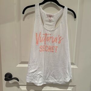 Victoria's Secret White and Orange Women's Tank Top